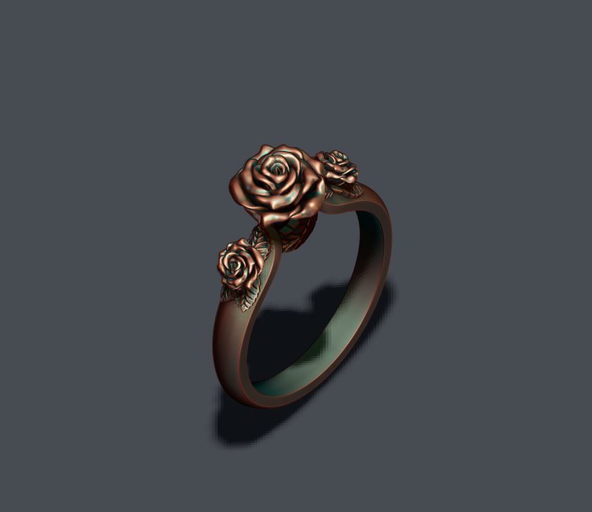 Rose ring 3D print model_3