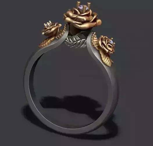 Rose ring with gem 3D print model