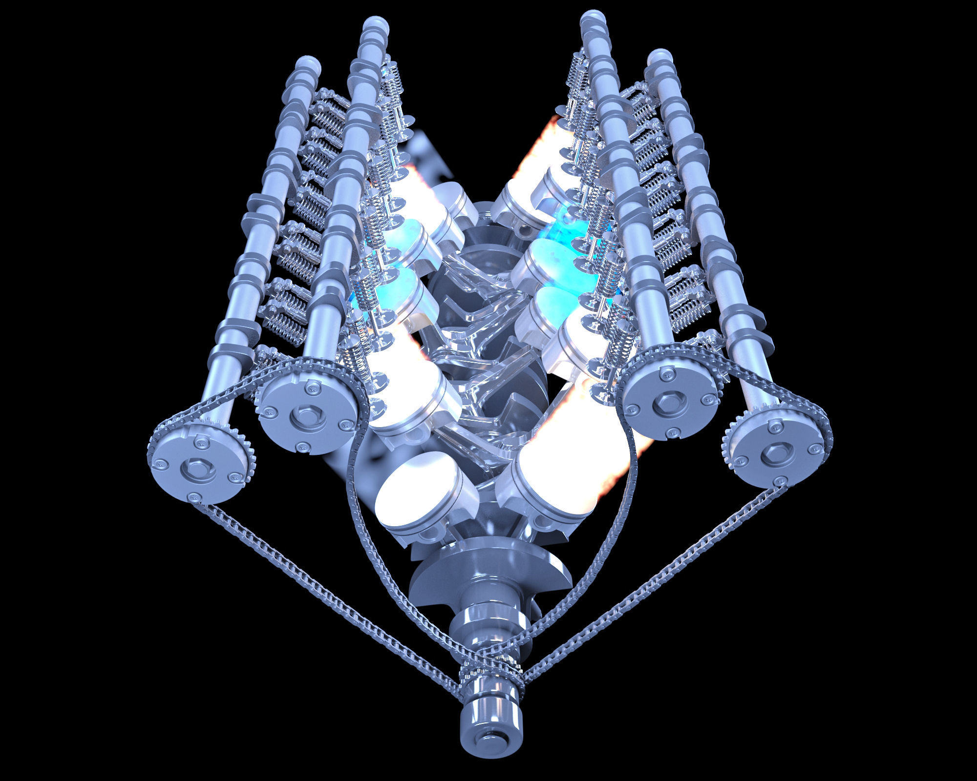 Animation V12 Engine 3D model_35