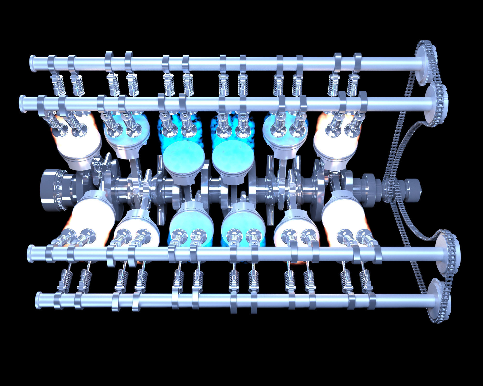 Animation V12 Engine 3D model_18