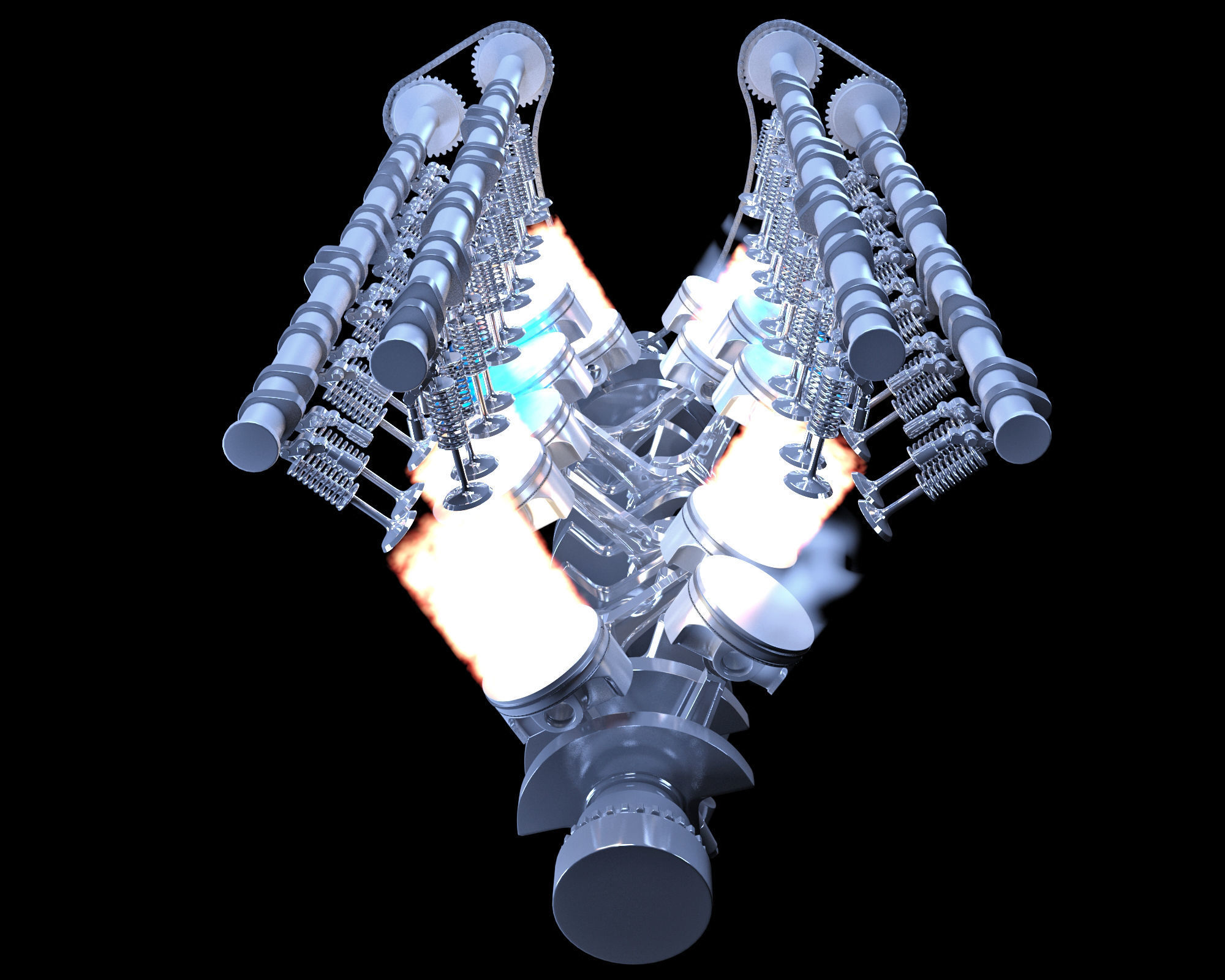 Animation V12 Engine 3D model_36