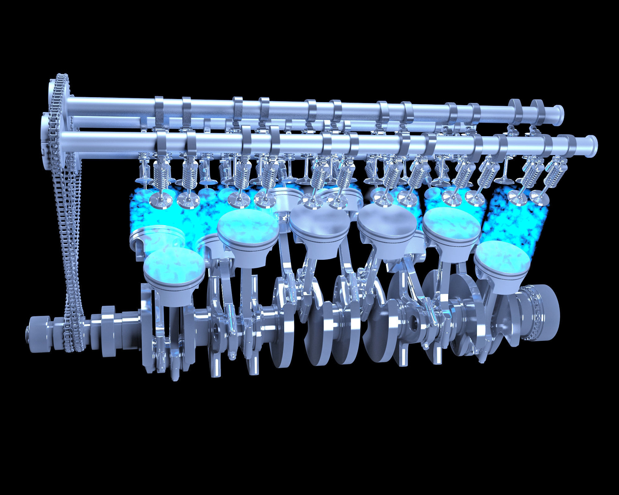 Animation V12 Engine 3D model_37
