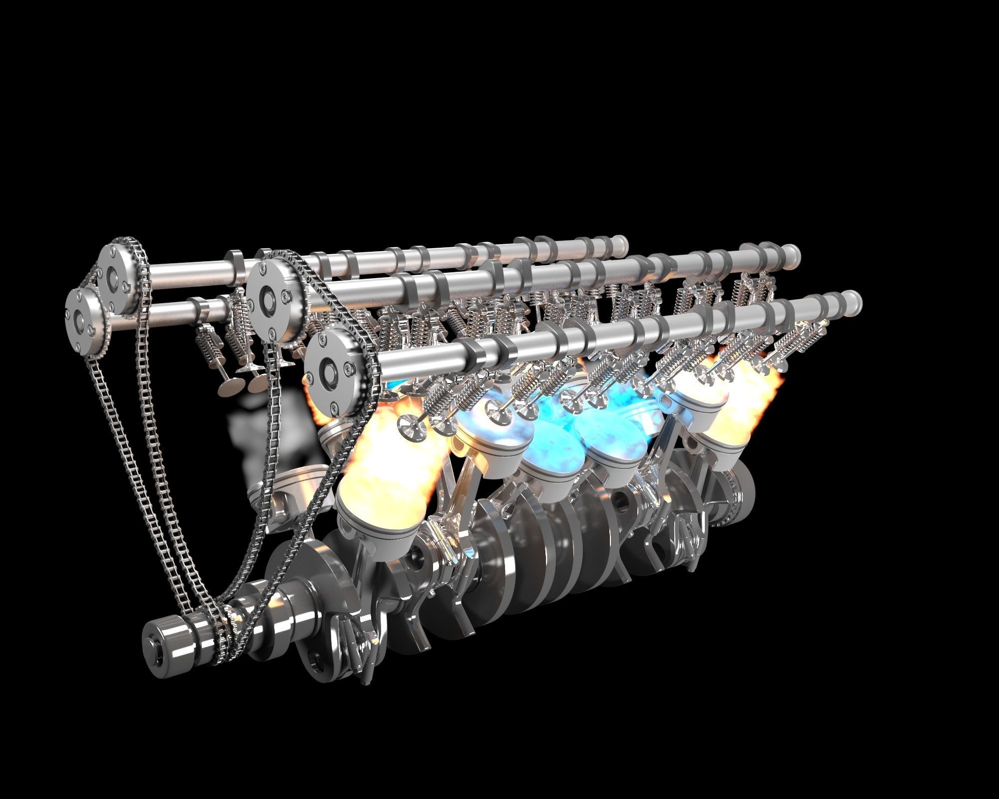 Animation V12 Engine 3D model_13