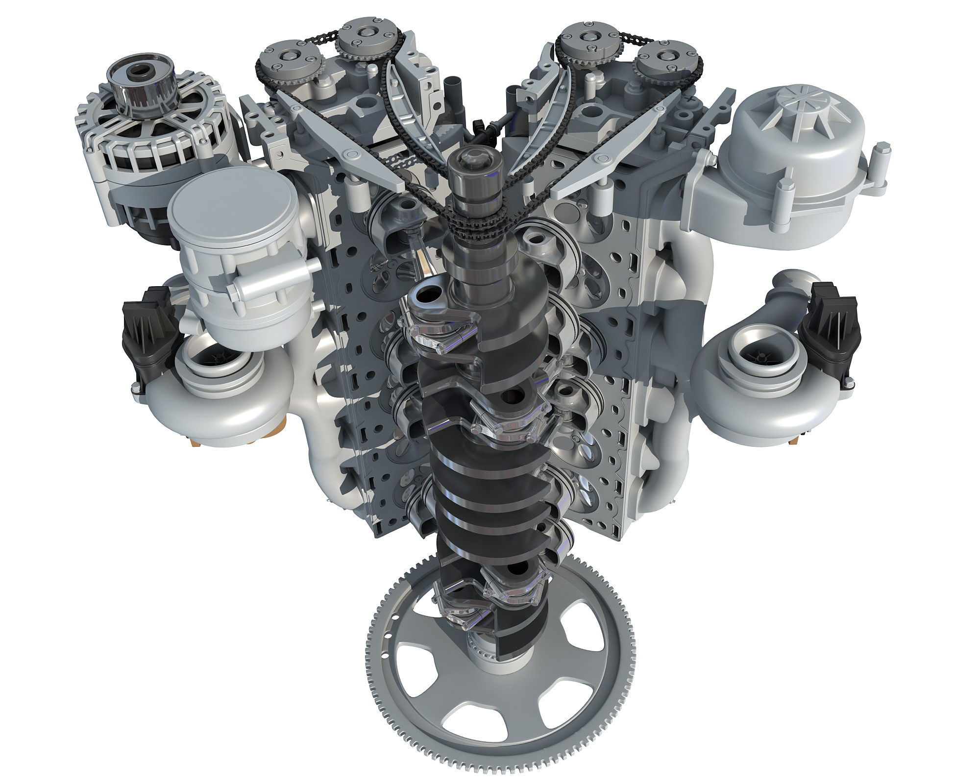 Animation V12 Engine 3D model_29