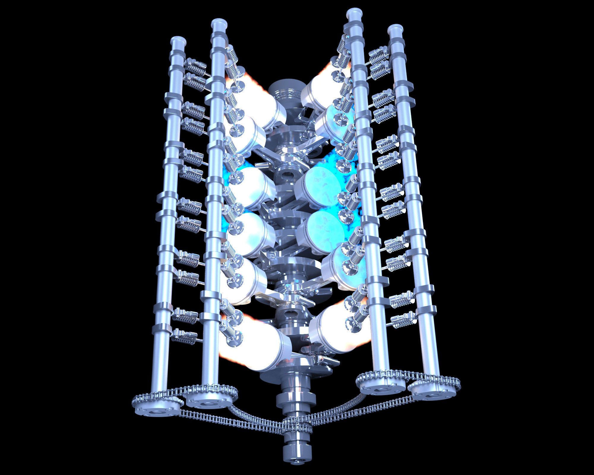 Animation V12 Engine 3D model_34