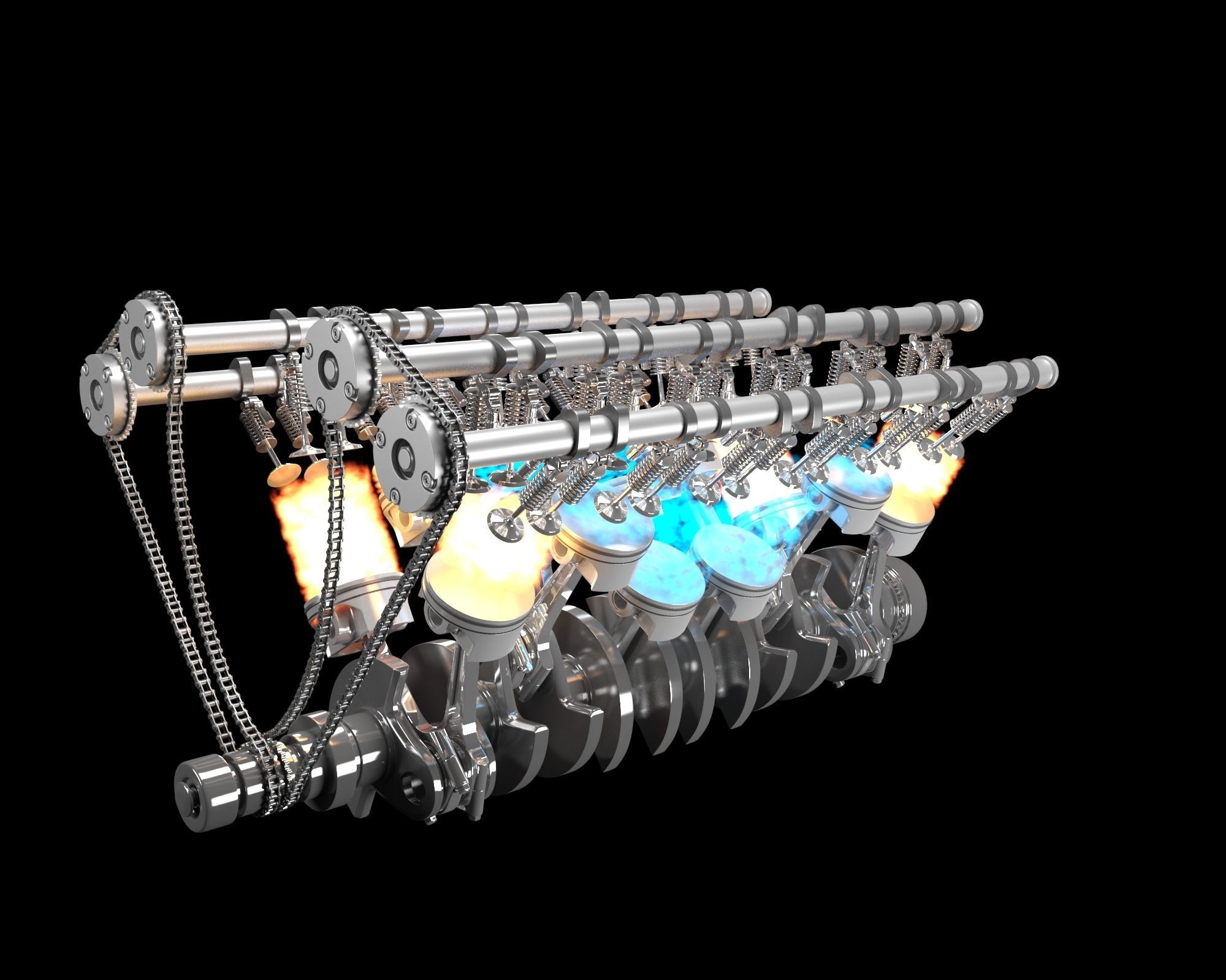 Animation V12 Engine 3D model_24