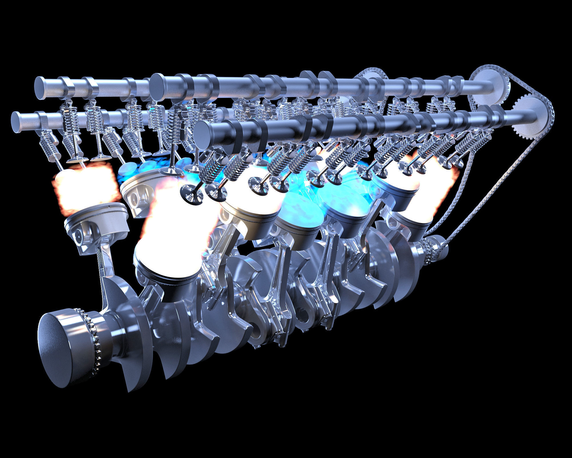 Animation V12 Engine 3D model_10