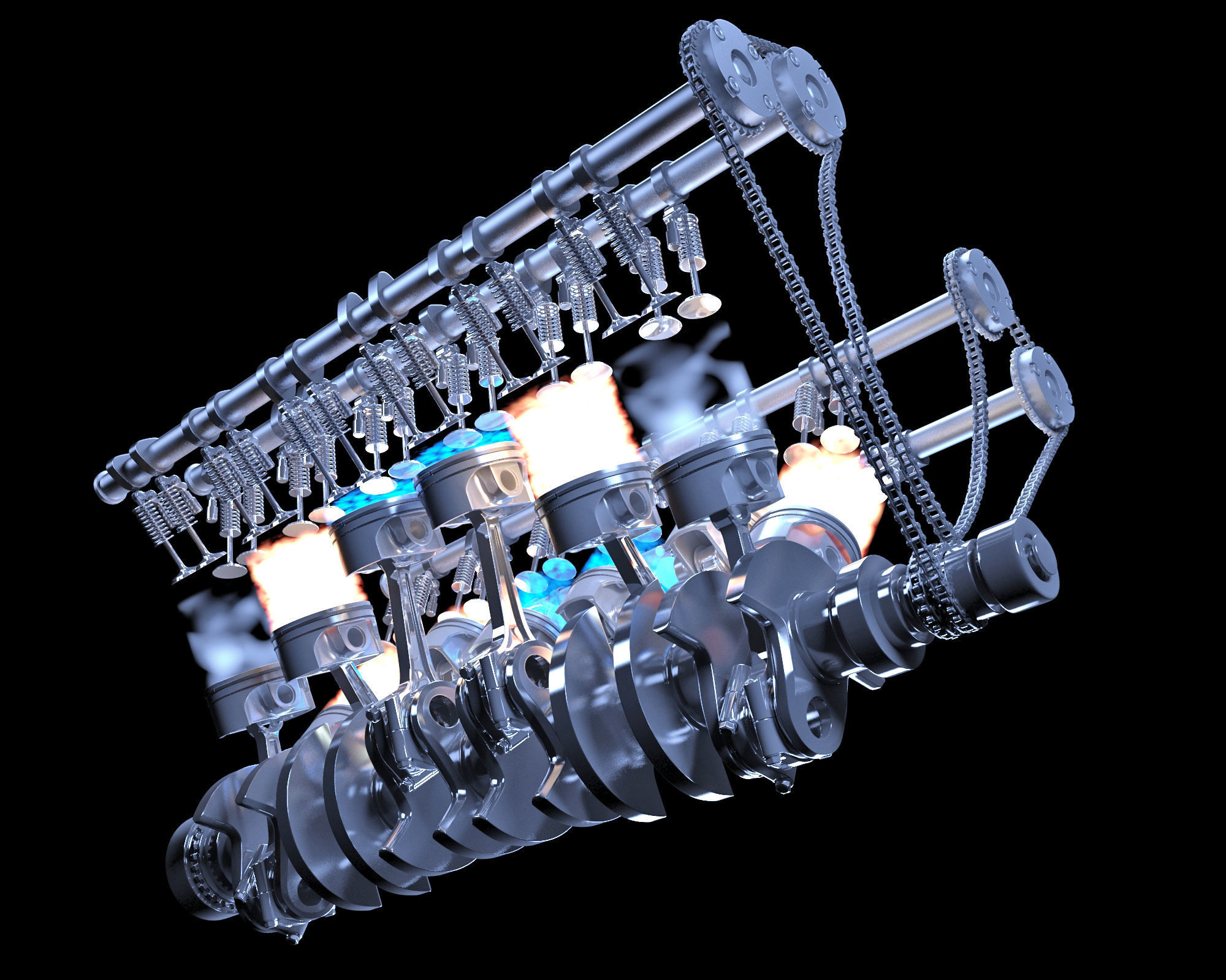 Animation V12 Engine 3D model_8