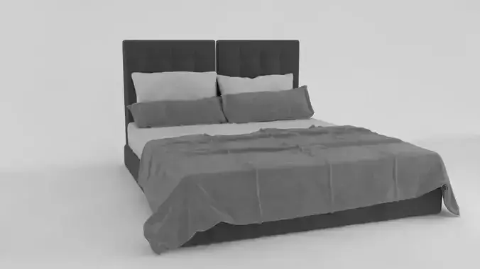 Gray and white bed 