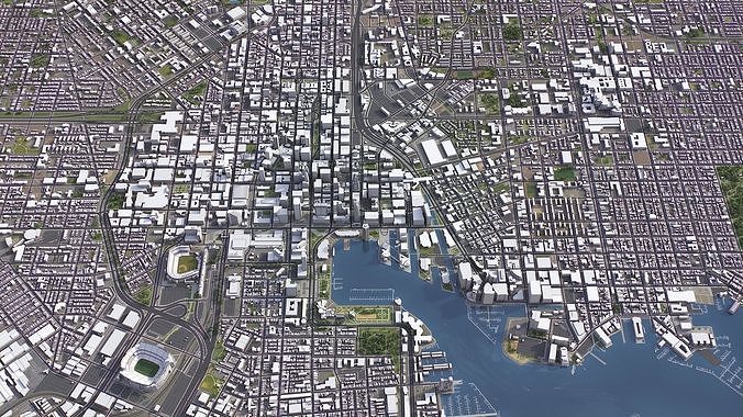 Baltimore - 3D City Model Low-poly 3D model 3