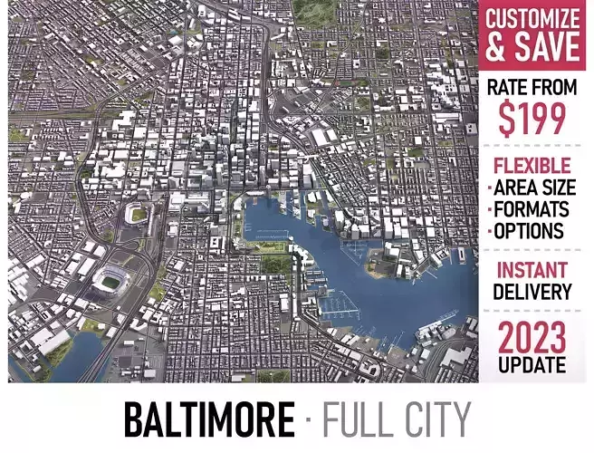 Baltimore - 3D City Model Low-poly 3D model