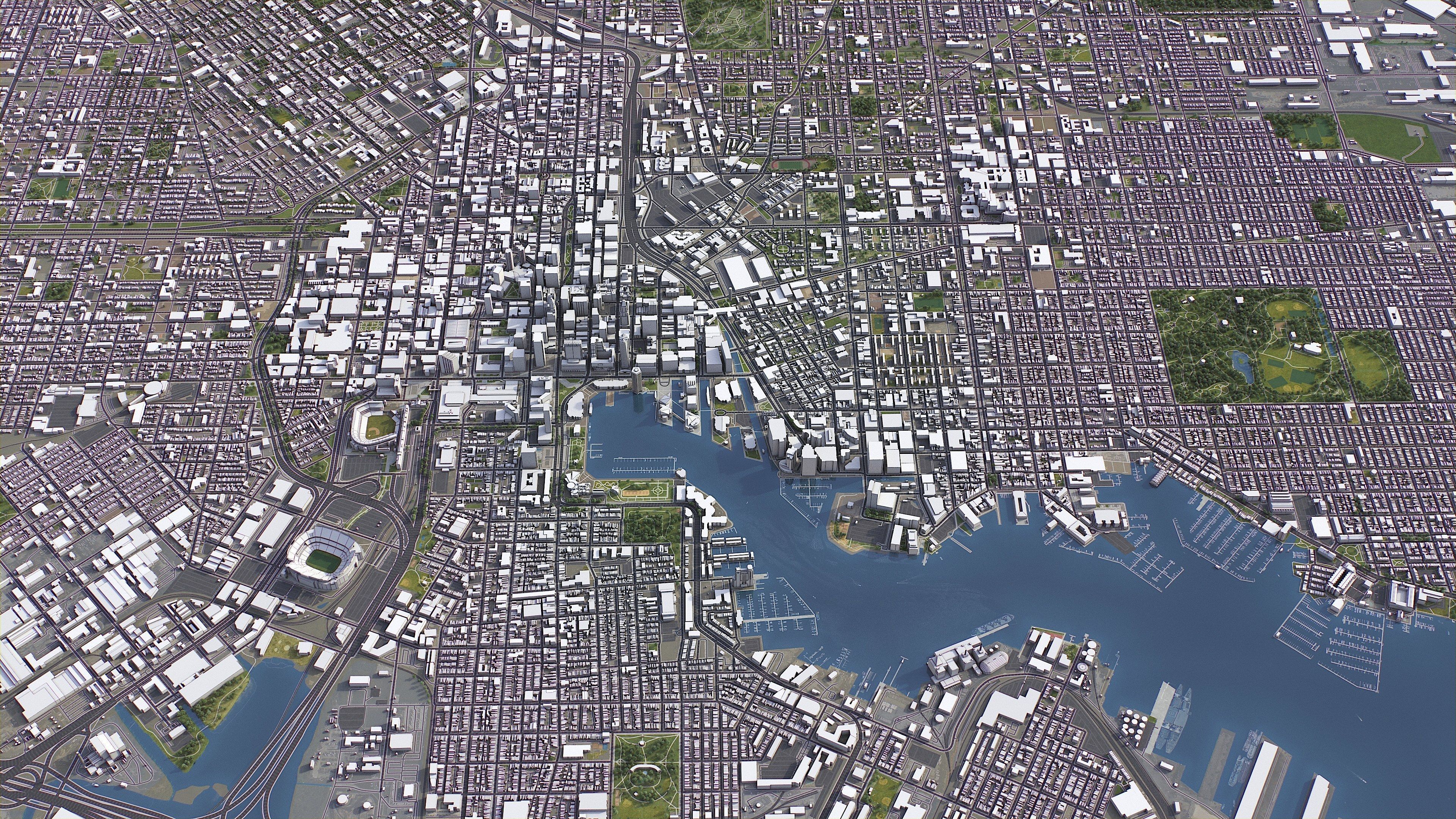 Baltimore - 3D City Model Low-poly 3D model_9