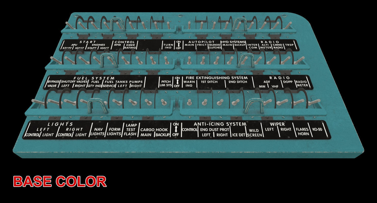 Mi-8MT Mi-17MT Right Circuit Breaker Console English Low-poly 3D model_19