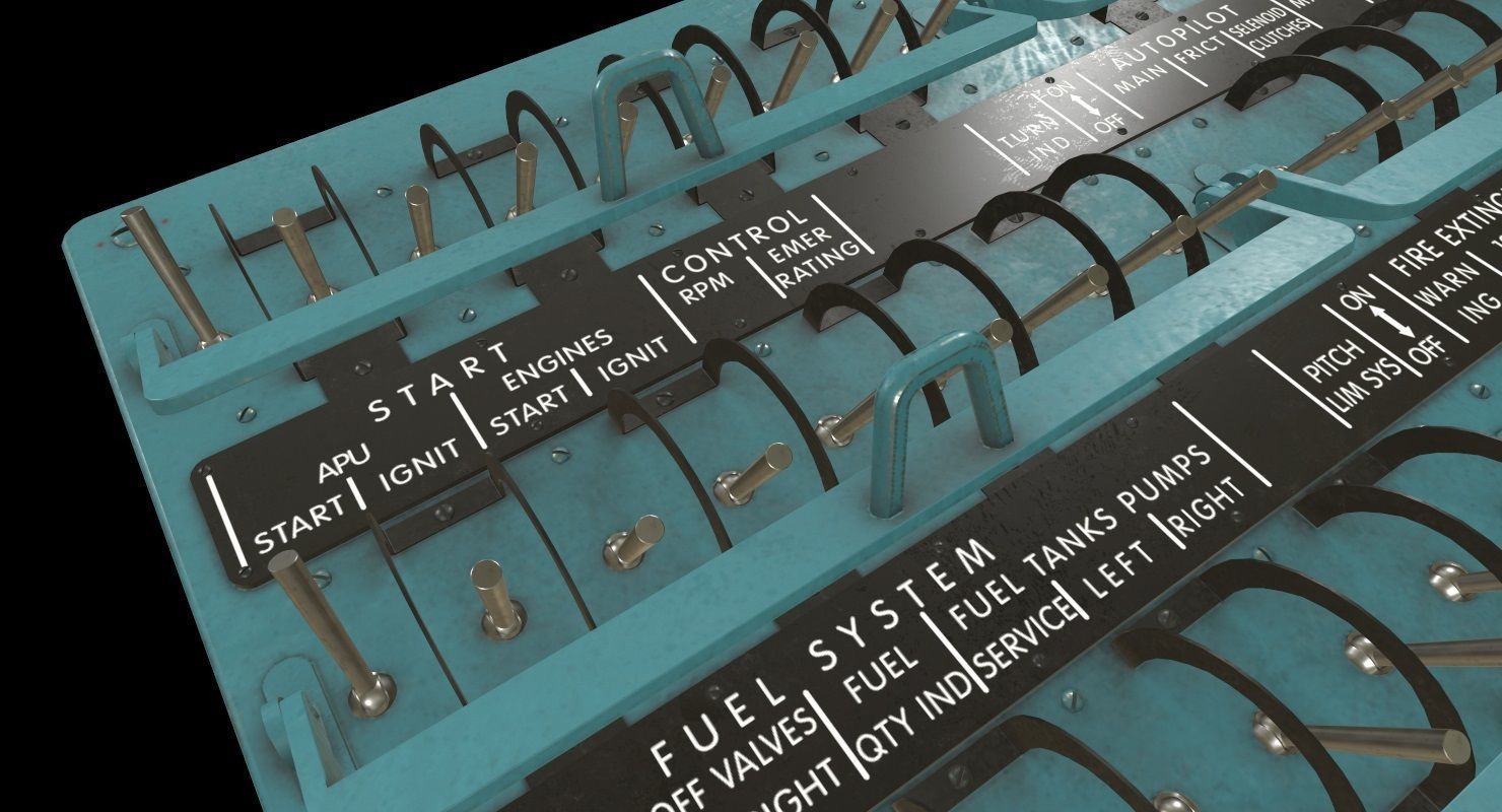 Mi-8MT Mi-17MT Right Circuit Breaker Console English Low-poly 3D model_5