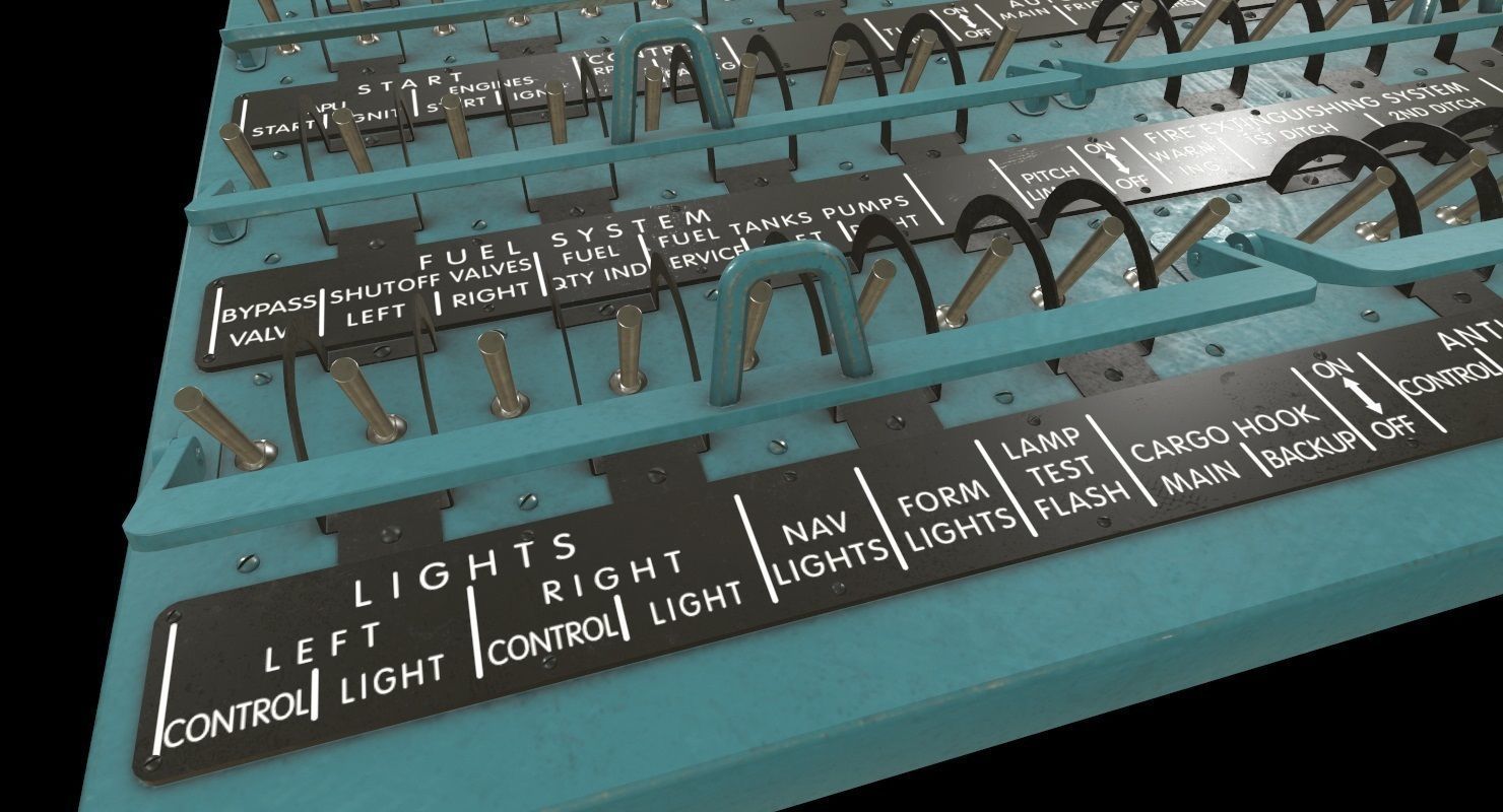 Mi-8MT Mi-17MT Right Circuit Breaker Console English Low-poly 3D model_2