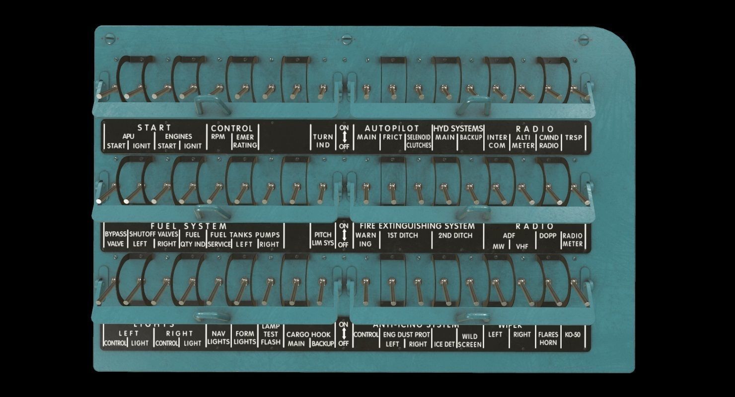 Mi-8MT Mi-17MT Right Circuit Breaker Console English Low-poly 3D model_1