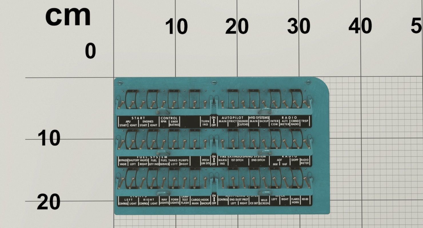 Mi-8MT Mi-17MT Right Circuit Breaker Console English Low-poly 3D model_9