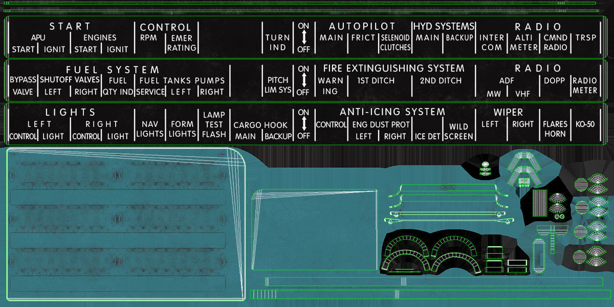 Mi-8MT Mi-17MT Right Circuit Breaker Console English Low-poly 3D model_25