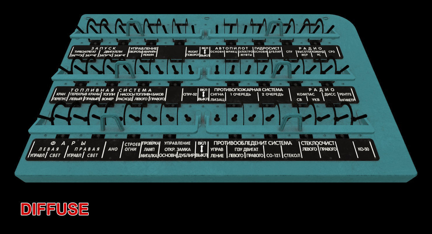 Mi-8MT Mi-17MT Right Circuit Breaker Console Russian Low-poly 3D model_16