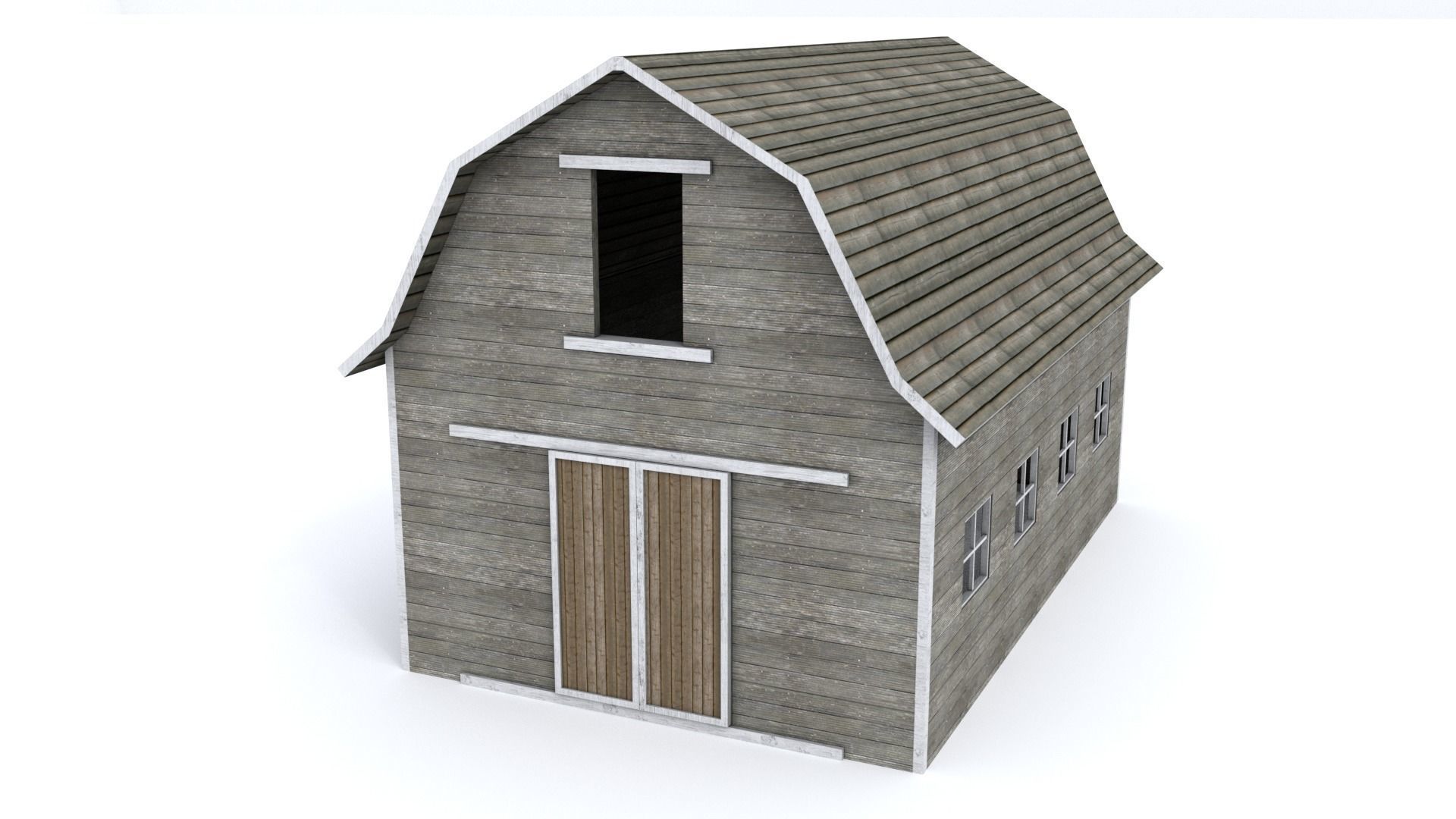 Simple Barn Low-poly 3D model_2