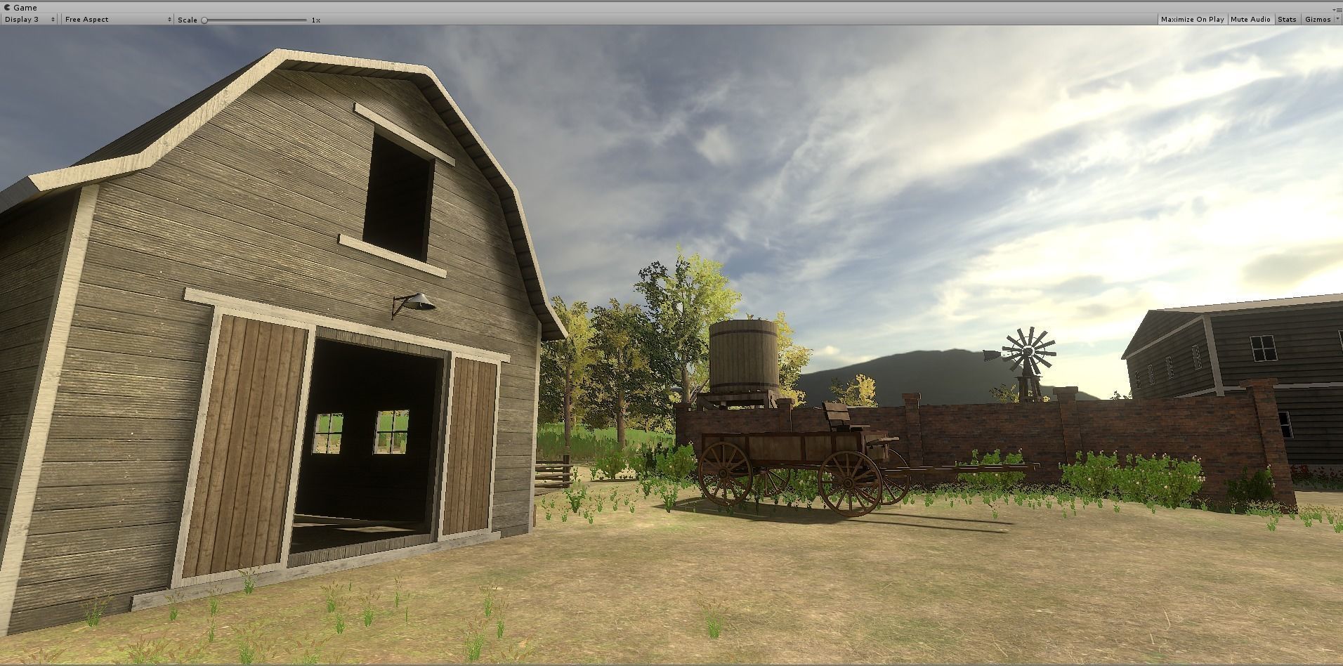 Simple Barn Low-poly 3D model_1