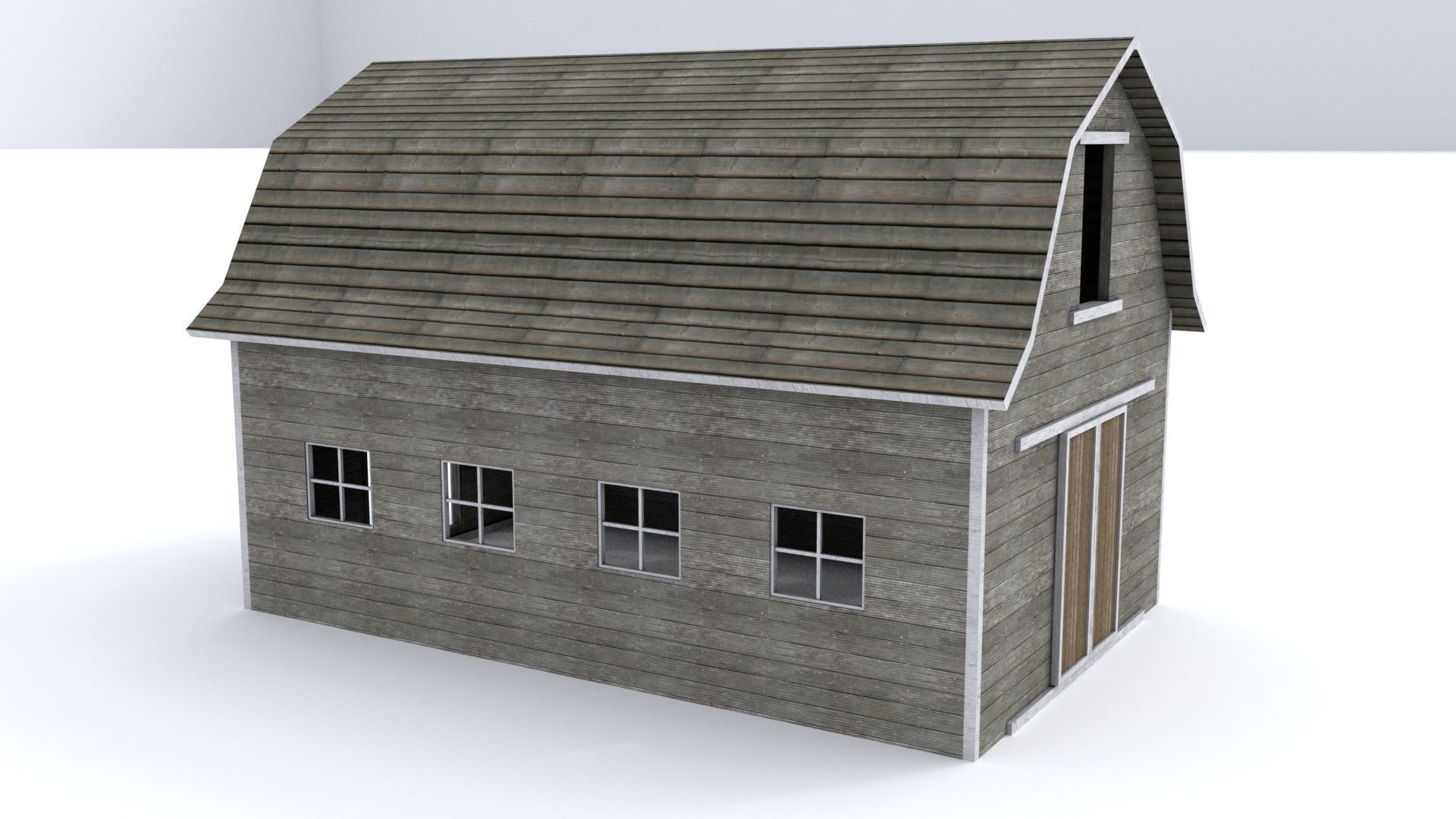 Simple Barn Low-poly 3D model_5