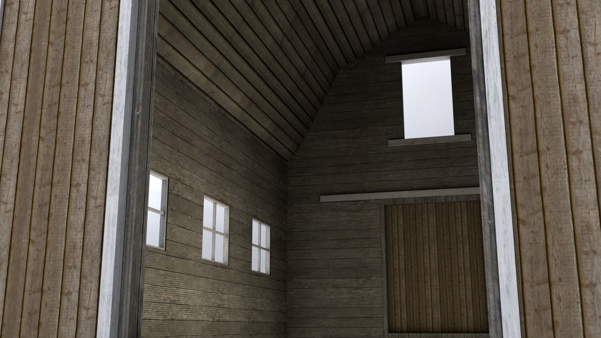 Simple Barn Low-poly 3D model_6