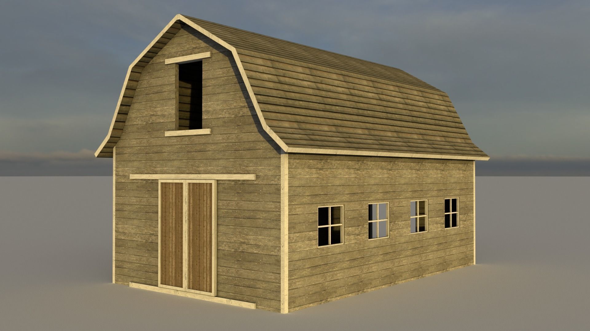 Simple Barn Low-poly 3D model_4
