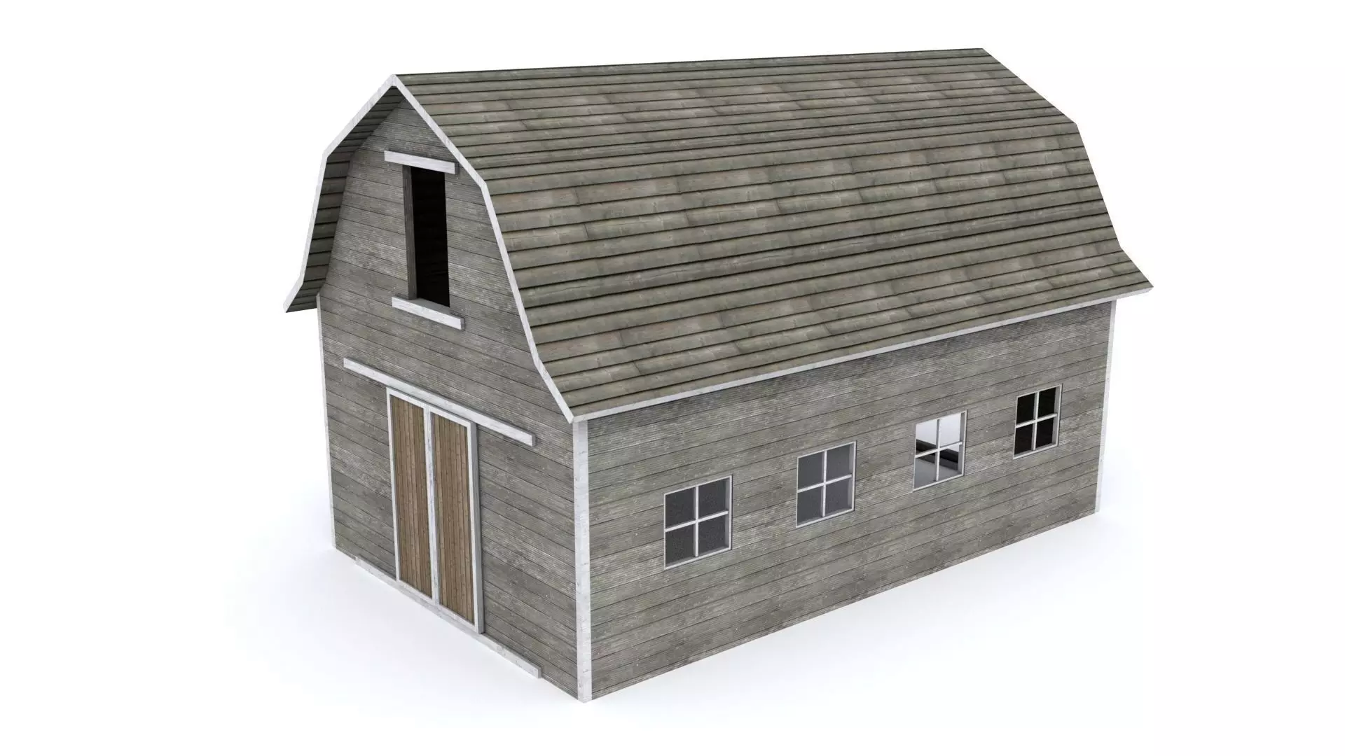 Simple Barn Low-poly 3D model_0