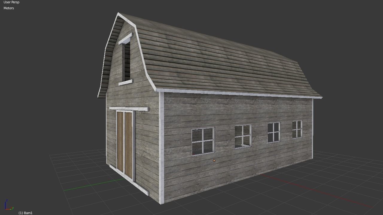 Simple Barn Low-poly 3D model_7