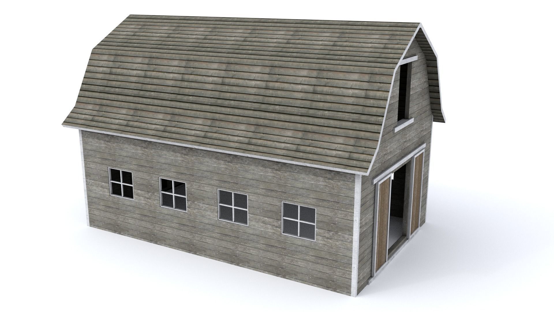 Simple Barn Low-poly 3D model_3
