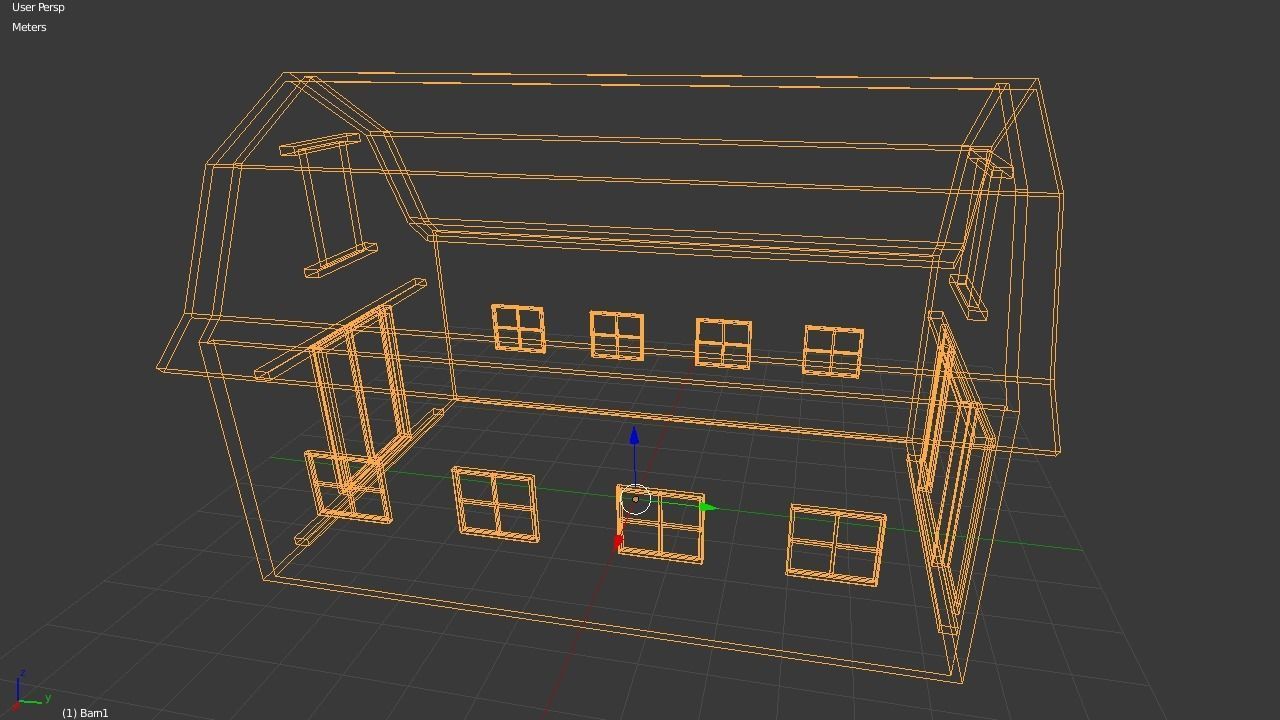 Simple Barn Low-poly 3D model_9
