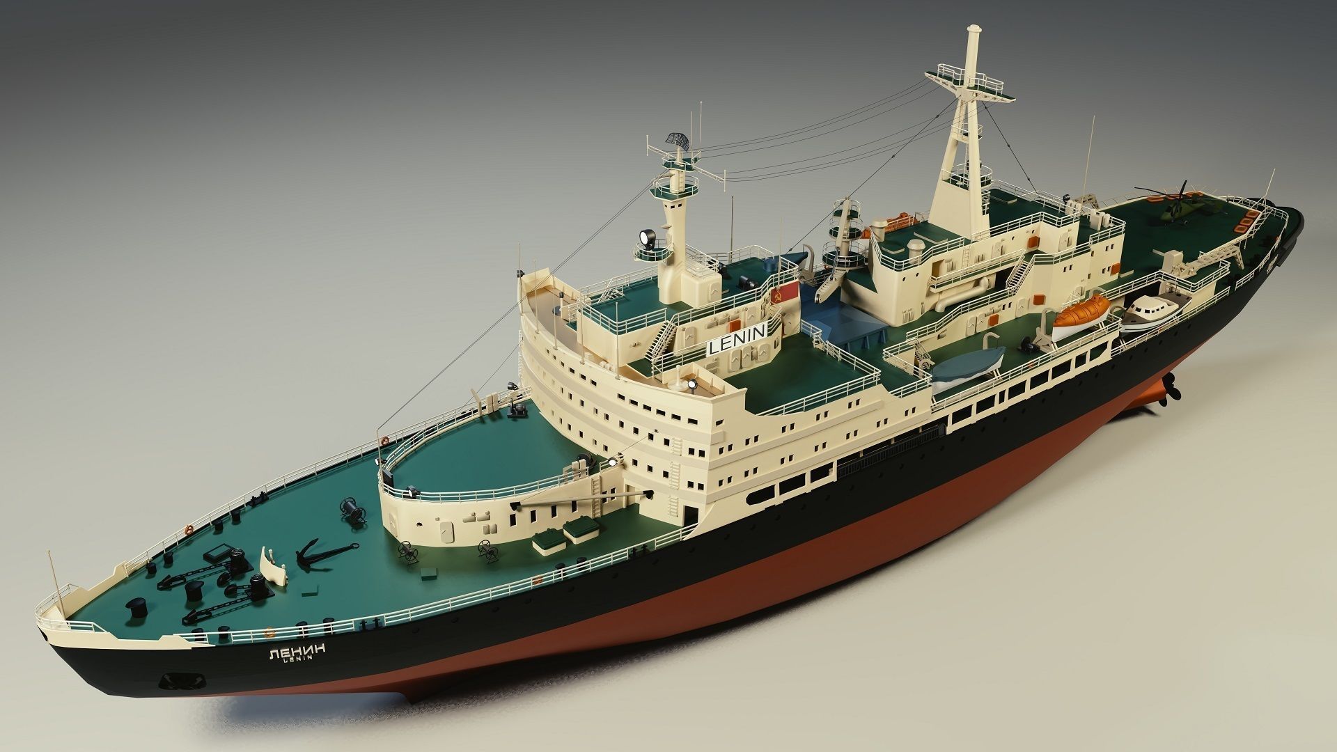 Icebreaker Lenin Low-poly 3D model_9