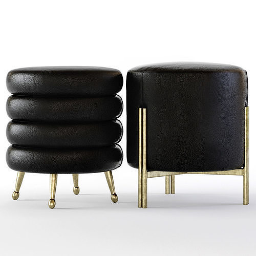 Kelly Wearstler Melange and Laurel Stools Low-poly 3D model