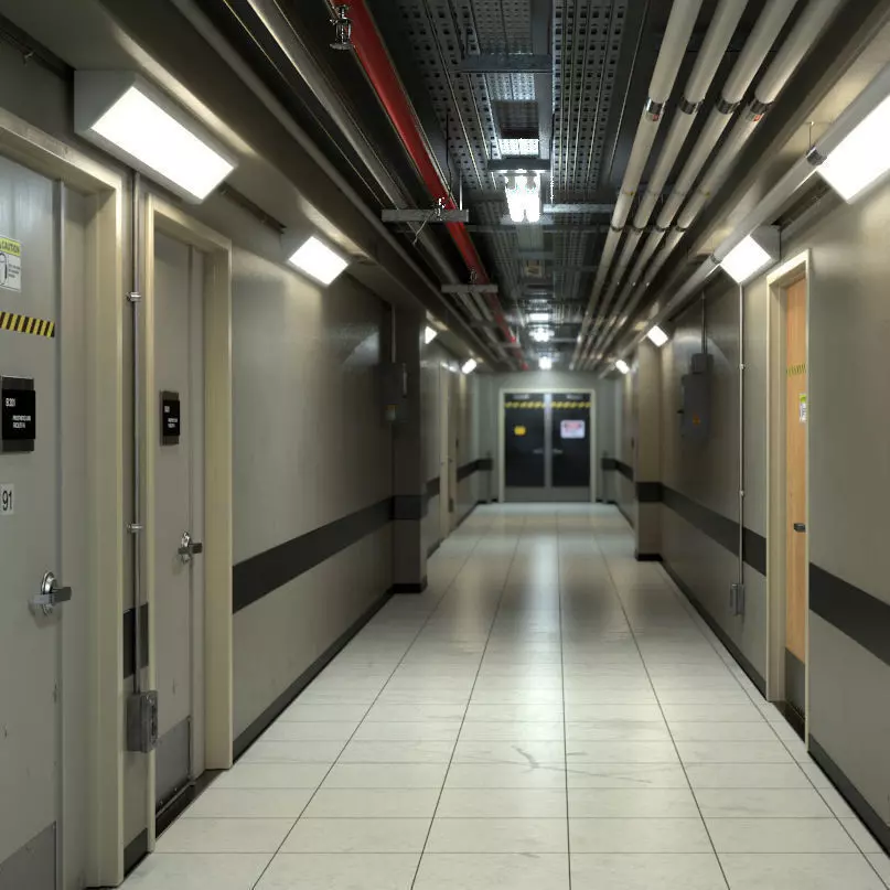 Industrial Hallway 3D model_0