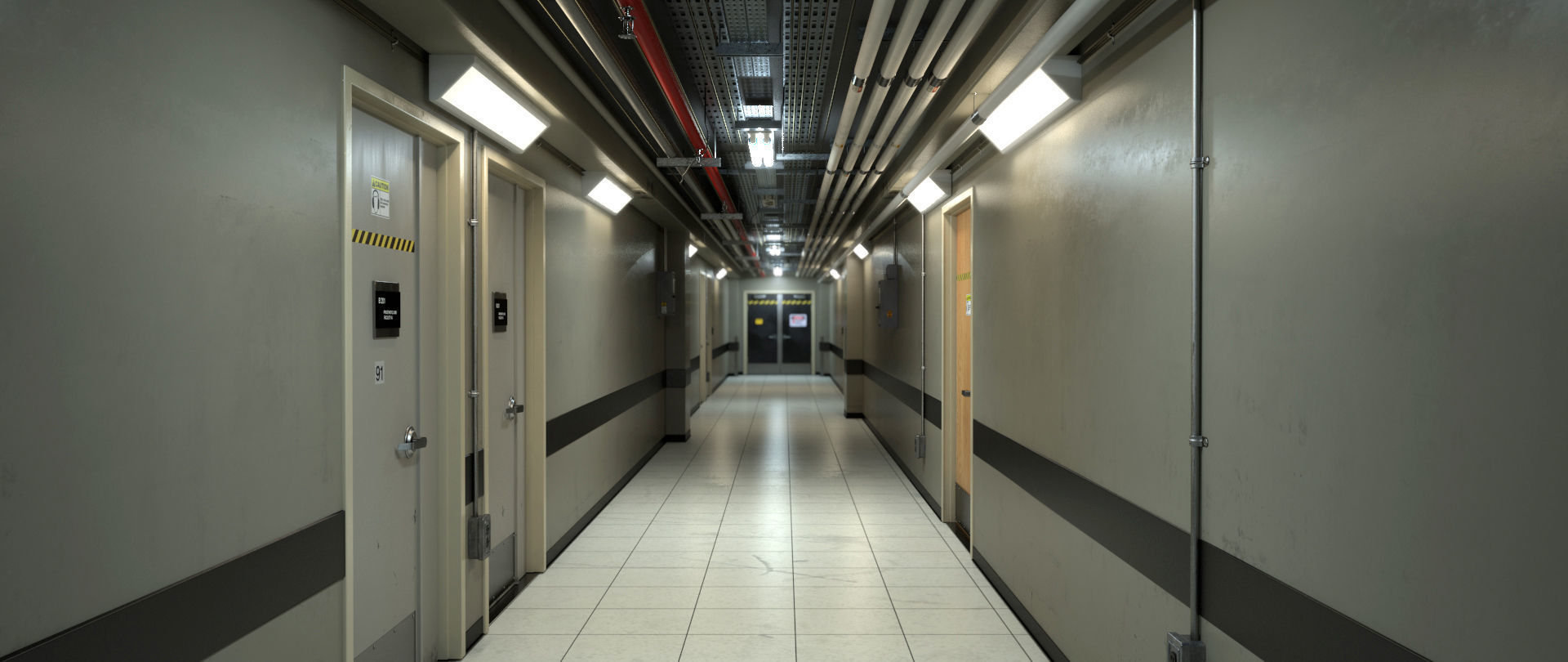 Industrial Hallway 3D model_1