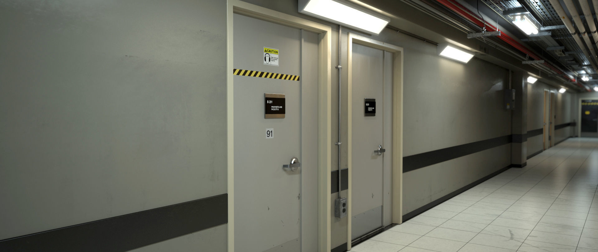 Industrial Hallway 3D model_2