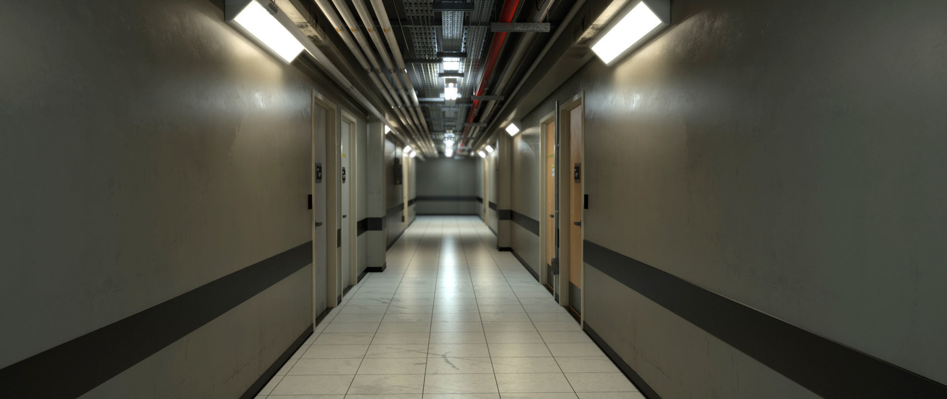 Industrial Hallway 3D model_6