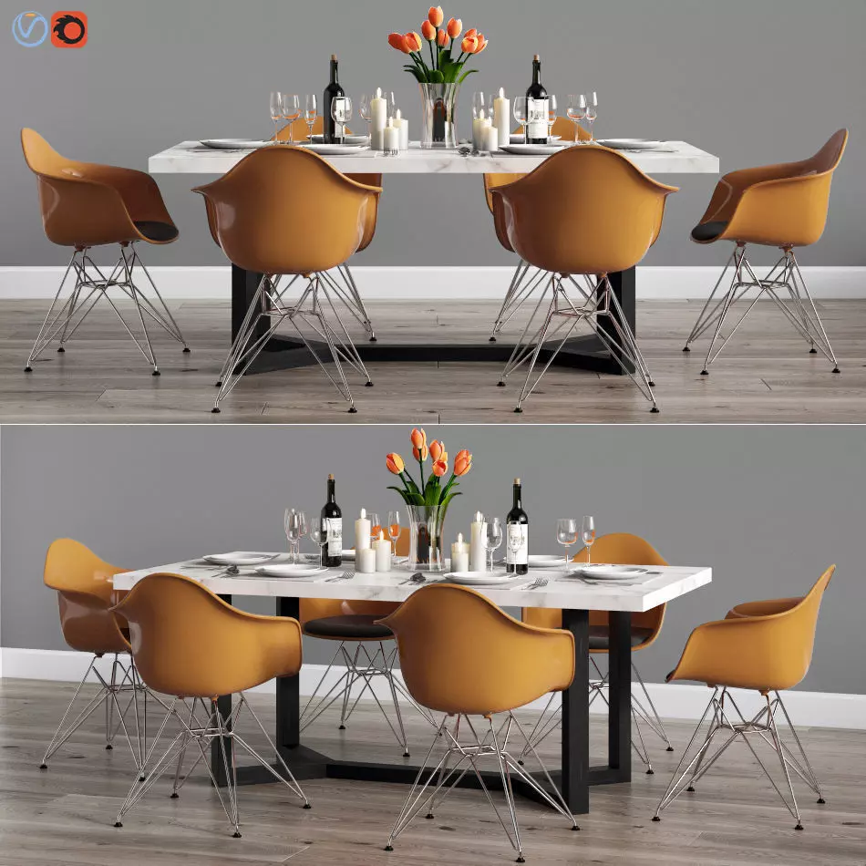 Modern Dinning Set 7 3D model