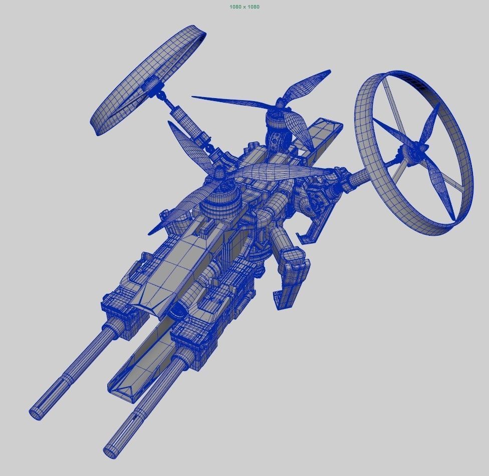 Sci-Fi Military Drone Vehicle 3D model_14