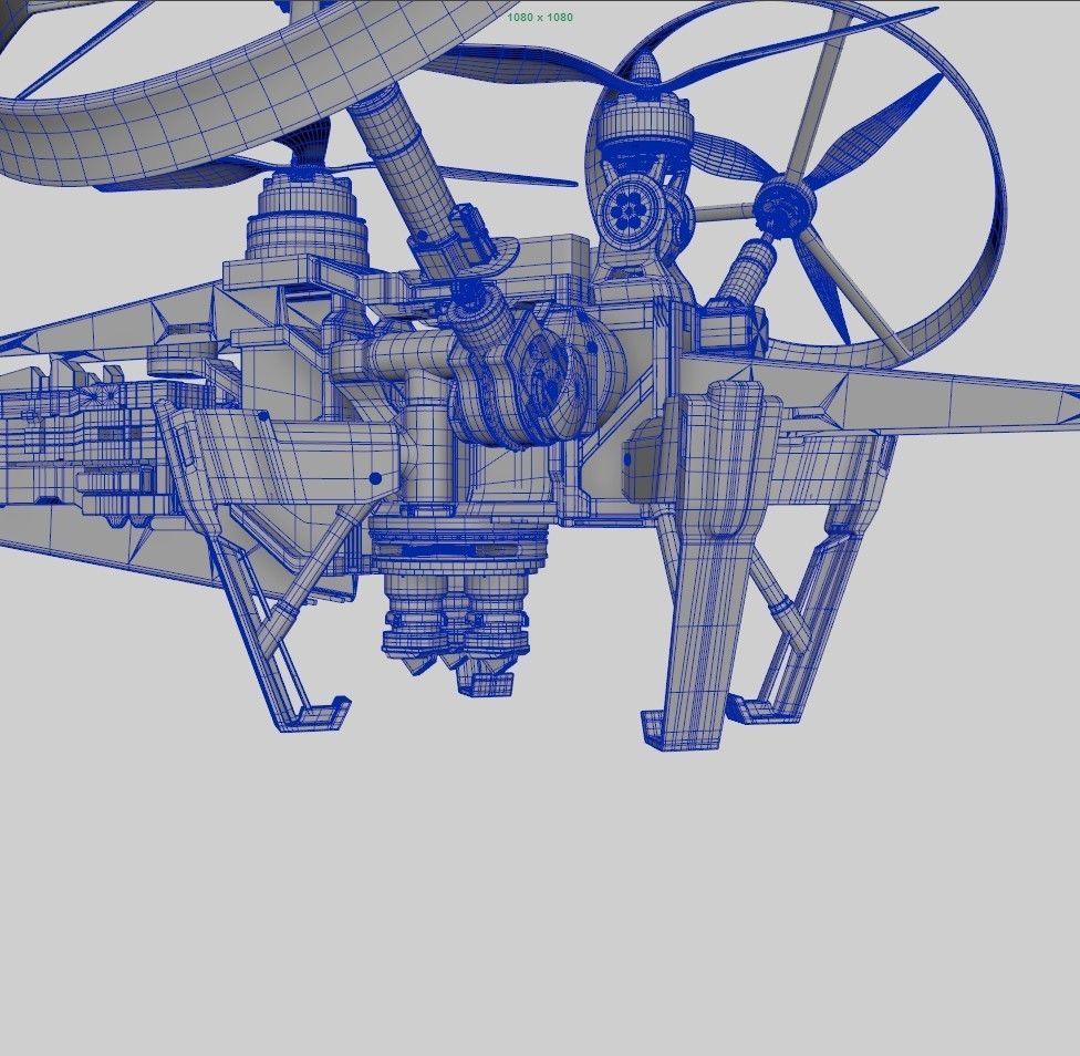 Sci-Fi Military Drone Vehicle 3D model_16