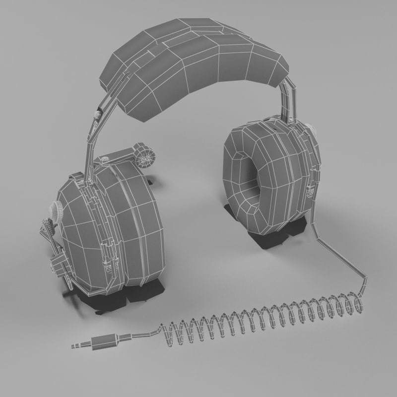 Headset aviator 3D model_7