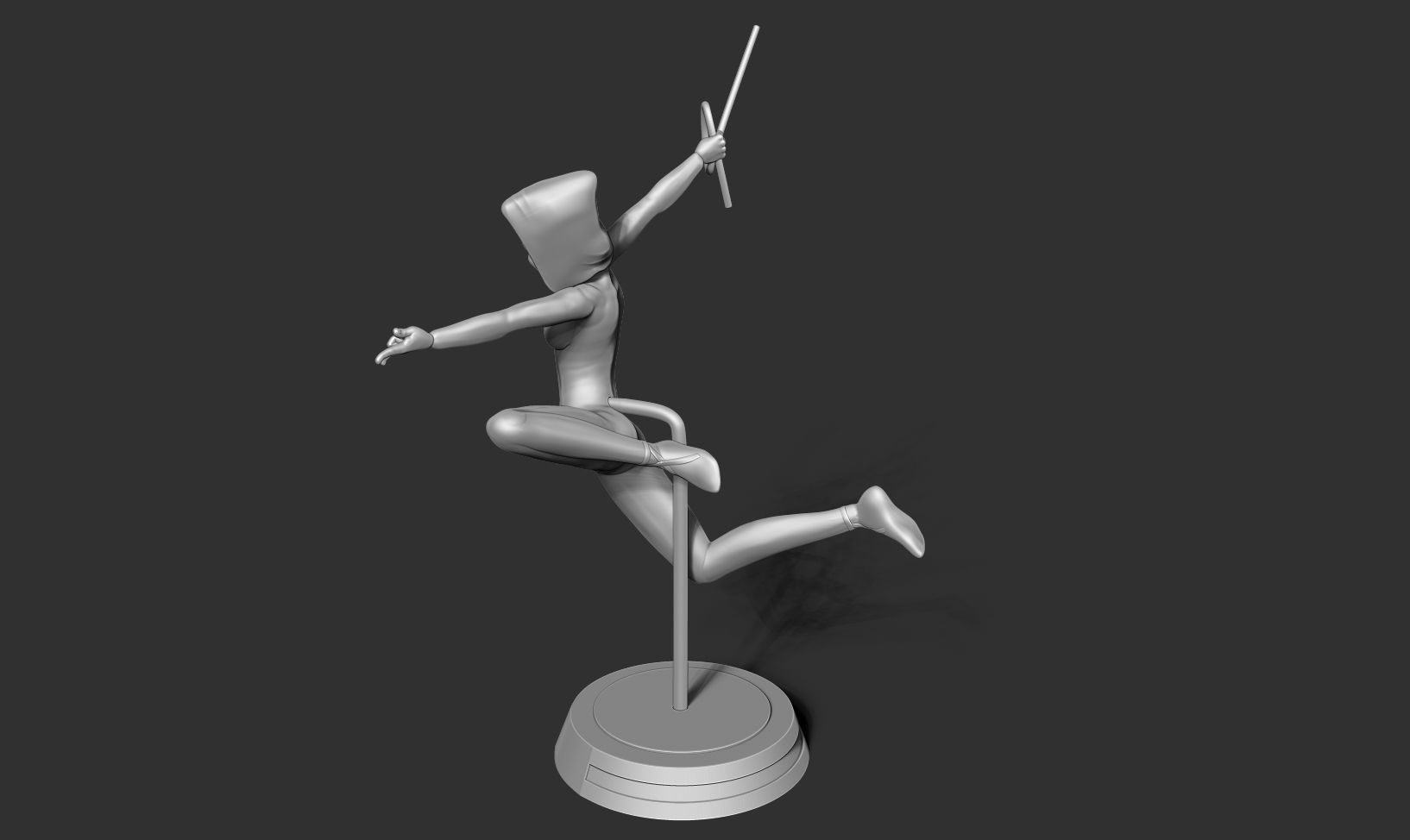 Spider-Gwen 2 figure jumping on pole 3D print model_14