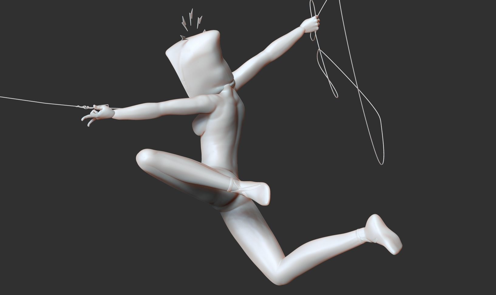 Spider-Gwen 2 figure jumping on pole 3D print model_12