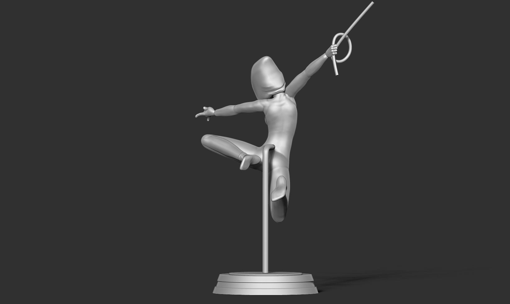 Spider-Gwen 2 figure jumping on pole 3D print model_15