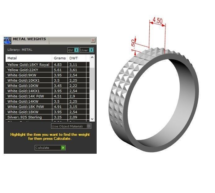 Ring with pyramids 3D print model_1