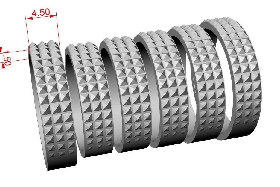 Ring with pyramids 3D print model_2