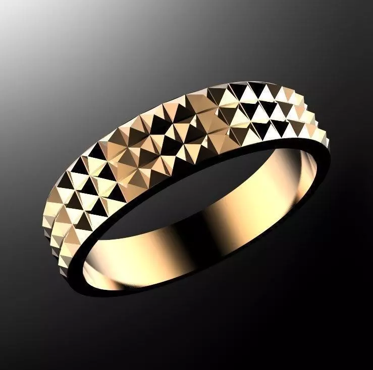 Ring with pyramids 3D print model_0