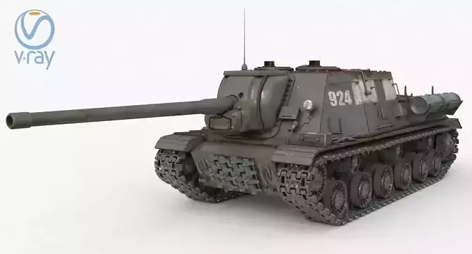 Tank ISU 122 Russian Vray 3D model