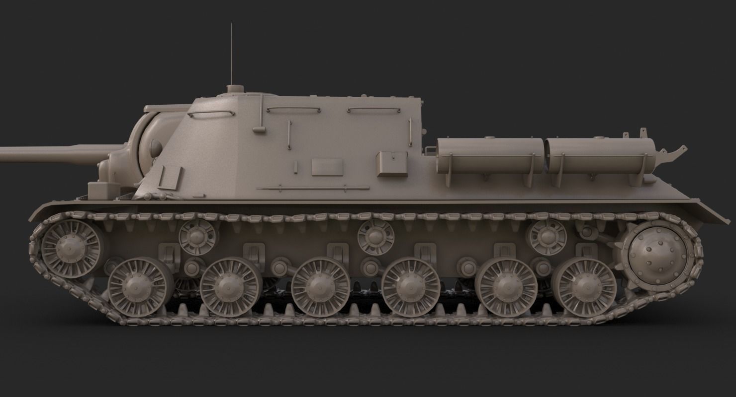 Tank ISU 122  Clay Mental Ray 3D model_4